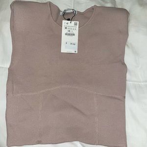 NWT Zara cropped shirt with shoulder pads